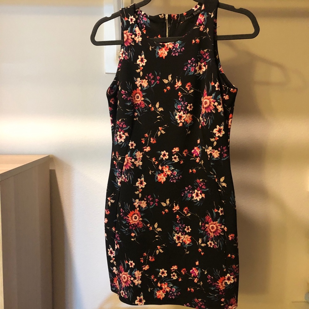 Sweet Rain Black with Floral Mini Dress